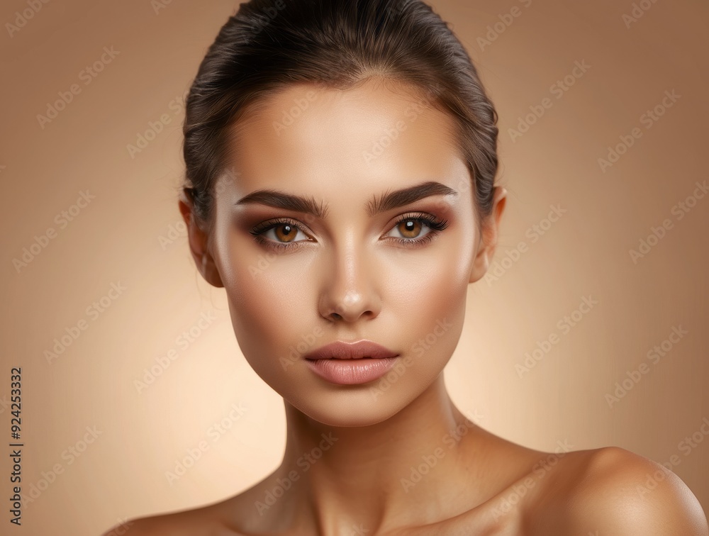 Close-up Portrait of a Woman with Brown Eyes and Smooth Skin
