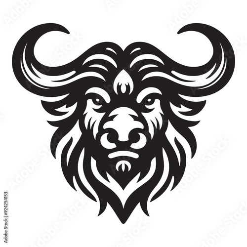 Line art of yak head logo vector