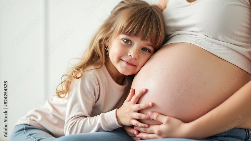 Mother and Daughter Embracing Pregnancy with Love Mother and Daughter Embracing Pregnancy with Love