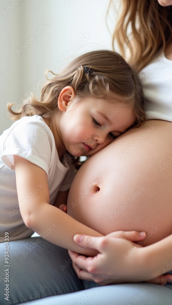 Mother and Daughter Embracing Pregnancy with Love Mother and Daughter Embracing Pregnancy with Love