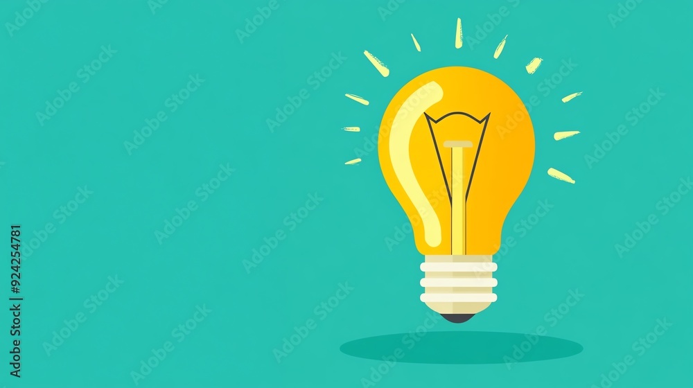 Bright yellow light bulb glowing on a teal background, symbolizing creativity and innovative ideas. Perfect for inspiration themes. Bright yellow light bulb glowing on a teal background, symbolizing creativity and innovative ideas. Perfect for inspiration themes.