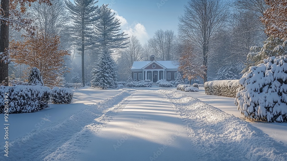 Snowy Pathway to a Brick House Snowy Pathway to a Brick House