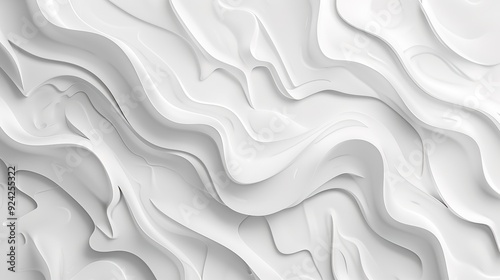 Abstract white 3D background with flowing curves.