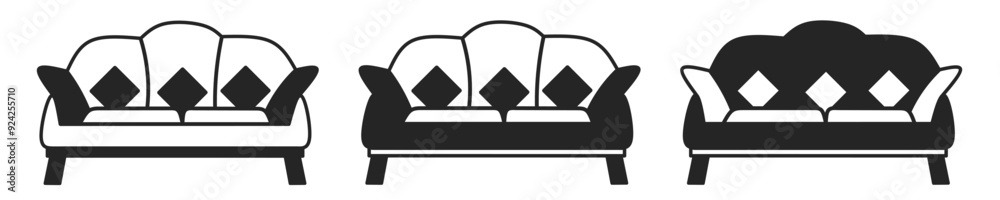 Sofa icon on white background. Vector logo sofa illustration. Sofa icon on white background. Vector logo sofa illustration.