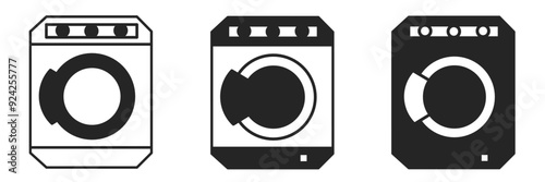 Washing machine icon on white background. Vector logo washing machine illustration.