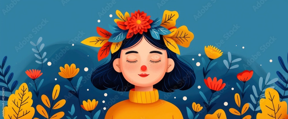 Flat Illustration Of A Female Character Facing Mental Health Problems And Anxiety Flat Illustration Of A Female Character Facing Mental Health Problems And Anxiety