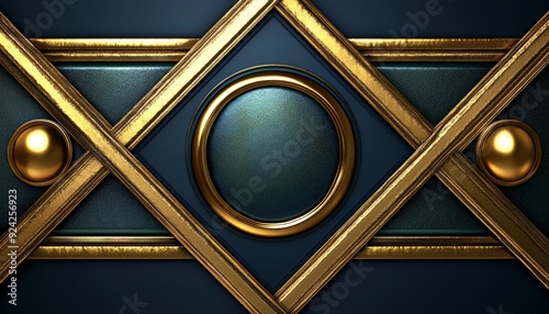 Abstract Background with Gold Frames and Circular Elements
