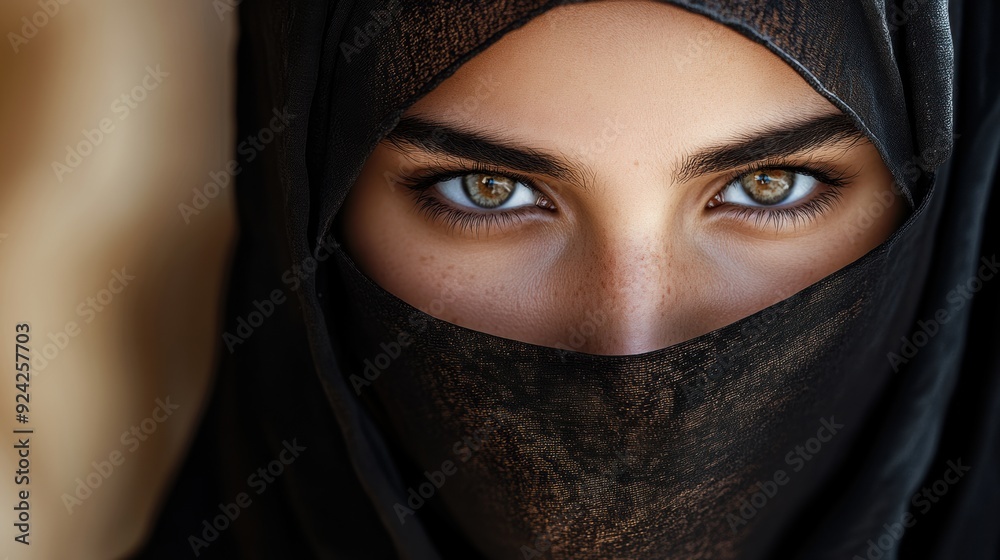 A woman with a veil covering her face and eyes, AI A woman with a veil covering her face and eyes, AI