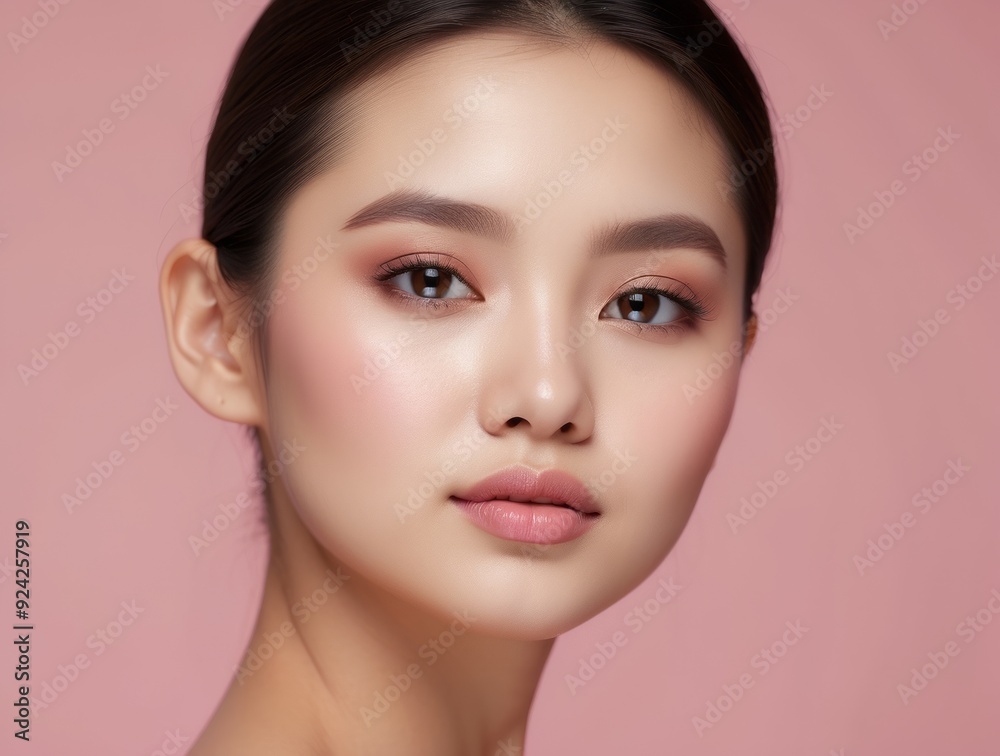 Close-up Portrait of a Young Woman with Soft Makeup Close-up Portrait of a Young Woman with Soft Makeup