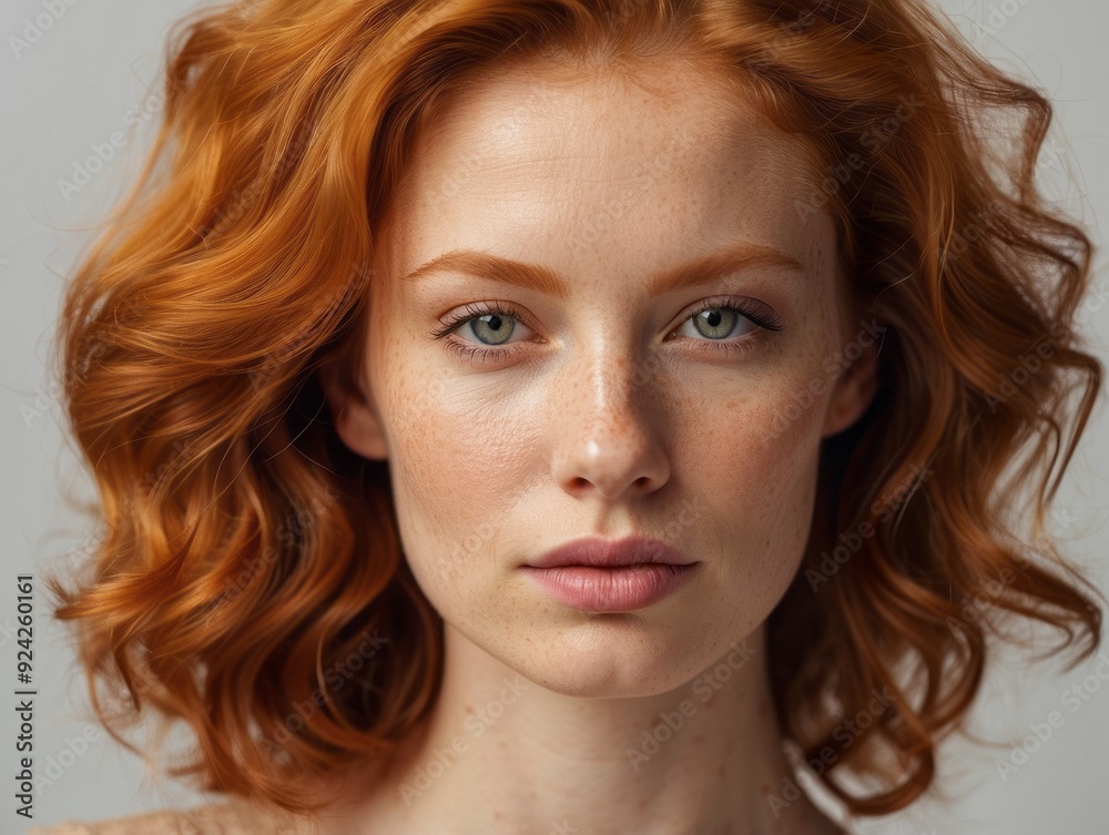 Close-up Portrait of a Woman with Red Hair and Freckles Close-up Portrait of a Woman with Red Hair and Freckles
