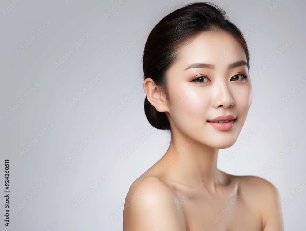 Portrait of a Young Woman with Smooth Skin and a Soft Smile Portrait of a Young Woman with Smooth Skin and a Soft Smile