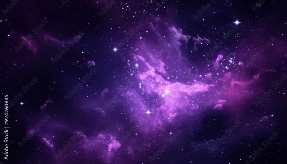 Purple Nebula with Stars in a Dark Night Sky Purple Nebula with Stars in a Dark Night Sky