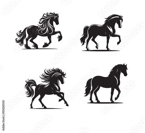 set of horse silhouettes