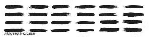 big collection hand drawn calligraphy brush strokes black paint texture set vector illustration