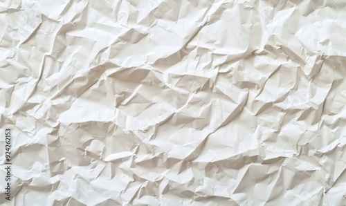 Crumpled white paper texture with detailed creases and folds, creating a unique and realistic background ideal for various creative projects.