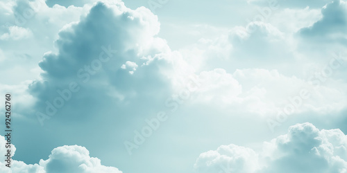 A seamless sky pattern with fluffy white clouds floating on a light blue background. The design is peaceful and airy, ideal for calming themes, wallpapers, or children’s rooms.