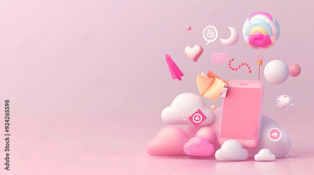 3D element pink business with pink background 3D element pink business with pink background