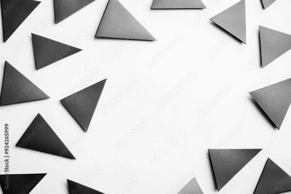 Abstract paper triangles create a dynamic and geometric black and white composition Abstract paper triangles create a dynamic and geometric black and white composition