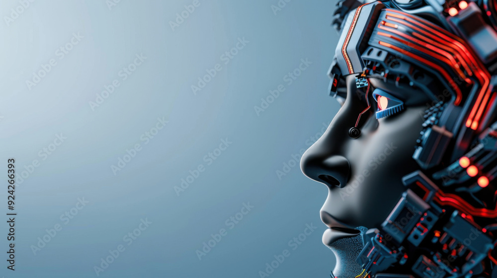 Side profile of a futuristic robot head with intricate circuits, symbolizing artificial intelligence and advanced technology. Side profile of a futuristic robot head with intricate circuits, symbolizing artificial intelligence and advanced technology.