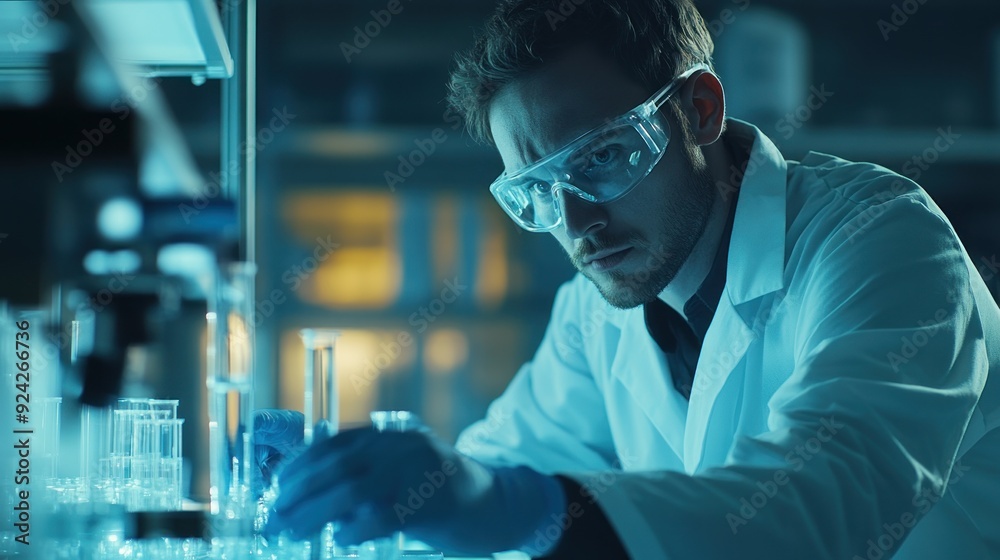 A Focused Scientist in a Laboratory Setting A Focused Scientist in a Laboratory Setting