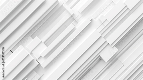 Abstract white geometric background with overlapping rectangles.