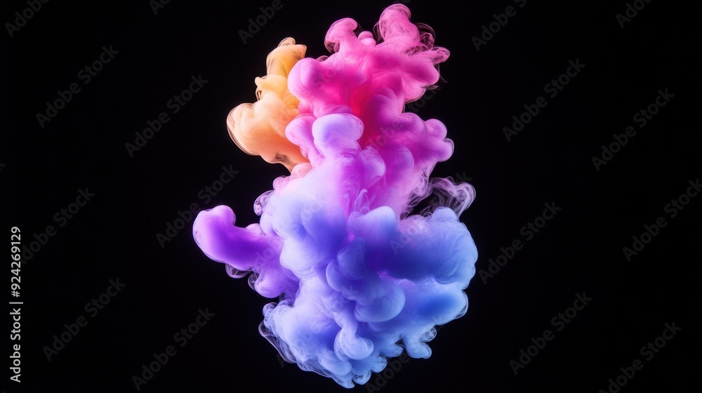 Obraz premium Colorful ink in water on a black background. Abstract background.
