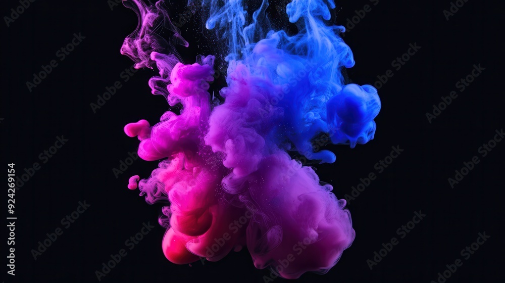 Colorful ink in water on a black background. Abstract background. Colorful ink in water on a black background. Abstract background.