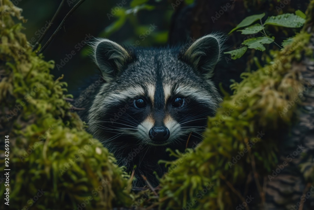 Racoon Glance Moss animal Racoon Glance Moss animal
