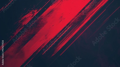 Abstract graphic featuring bold red brush strokes on a dark background, evoking energy and movement.
