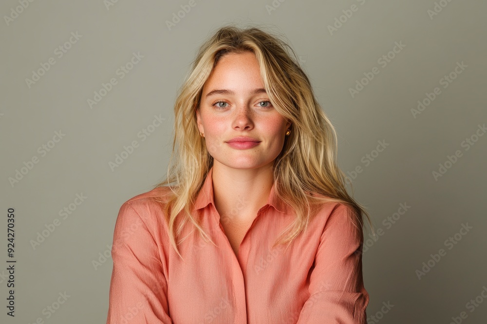 Blonde Woman In A Blouse And Loose Trousers, Stylish And Professional Blonde Woman In A Blouse And Loose Trousers, Stylish And Professional