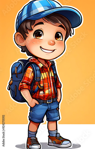 This little guy is always ready for a new adventure with his trusty backpack and hat!