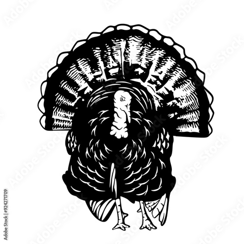 Turkey | Domestic Turkey | Turkey Hunter | Wild Turkey | Large Bird | Farm Animal | Poultry Animal | Wildlife | Original Illustration | Vector and Clipart | Cutfile and Stencil