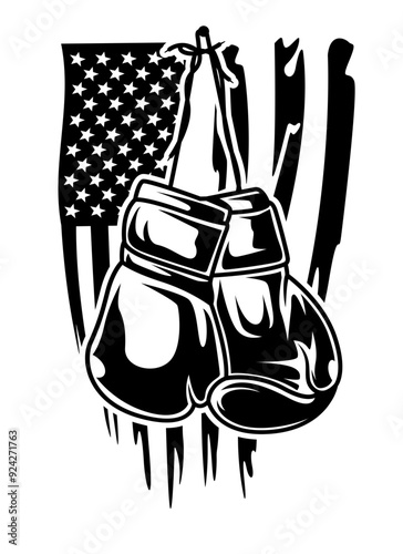 US Boxing | Boxer Dad | Athletic Boxer | US Boxing Gloves | Boxing Sports | Boxing | Mixed Martial Arts | Upper Cut | Original Illustration | Vector and Clipart | Cutfile and Stencil