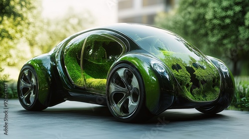 Futuristic Eco-Friendly Car. Z1 Topaz Enhanced 4x Concept photo