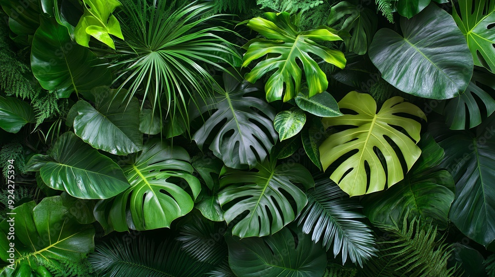 Serene Oasis. Lush indoor garden backdrop with a variety of tropical plants Serene Oasis. Lush indoor garden backdrop with a variety of tropical plants