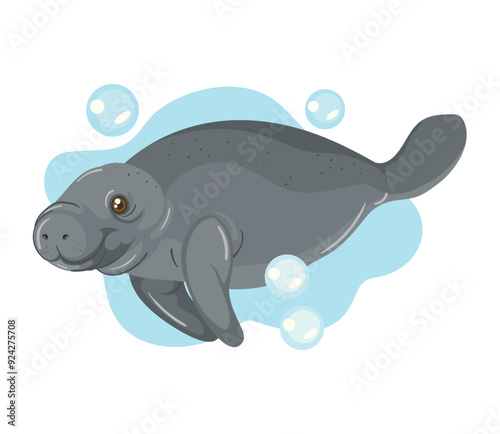 manatee sea animal cartoon