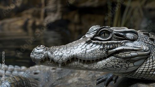 Closeup of a crocodiles head in the nature photo