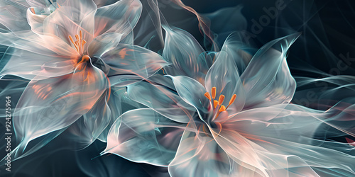 White Transparent Flower showing carpel , spores stigma and style, delicate  flowery card backdrop at your first baby birth to give your partner 