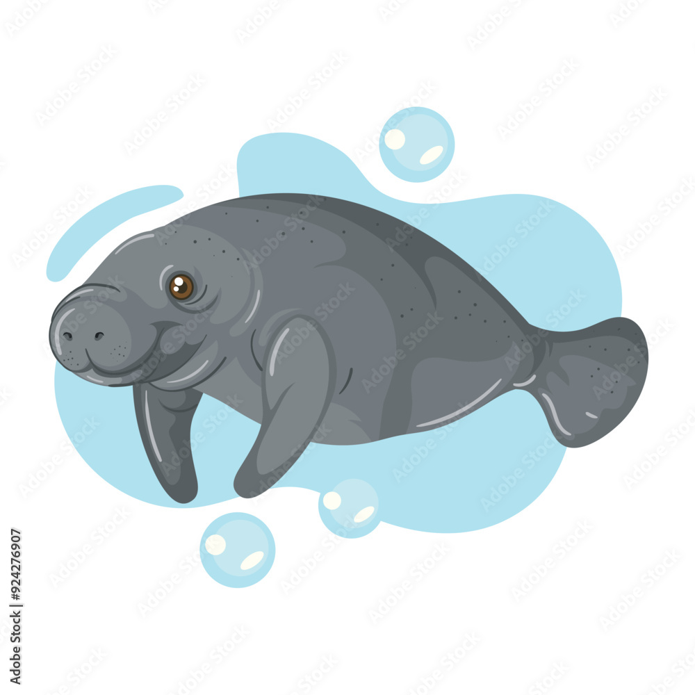 Obraz premium cute cartoon manatee