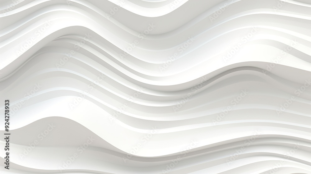 Obraz premium Abstract white wavy background with 3D effect.