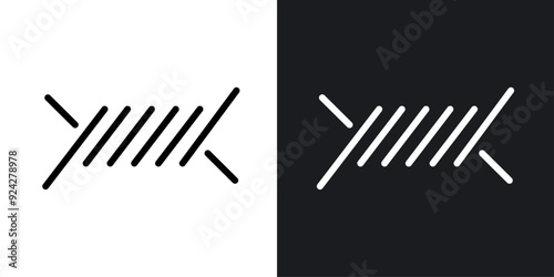 Barbed wire vector icon set in black and white color.