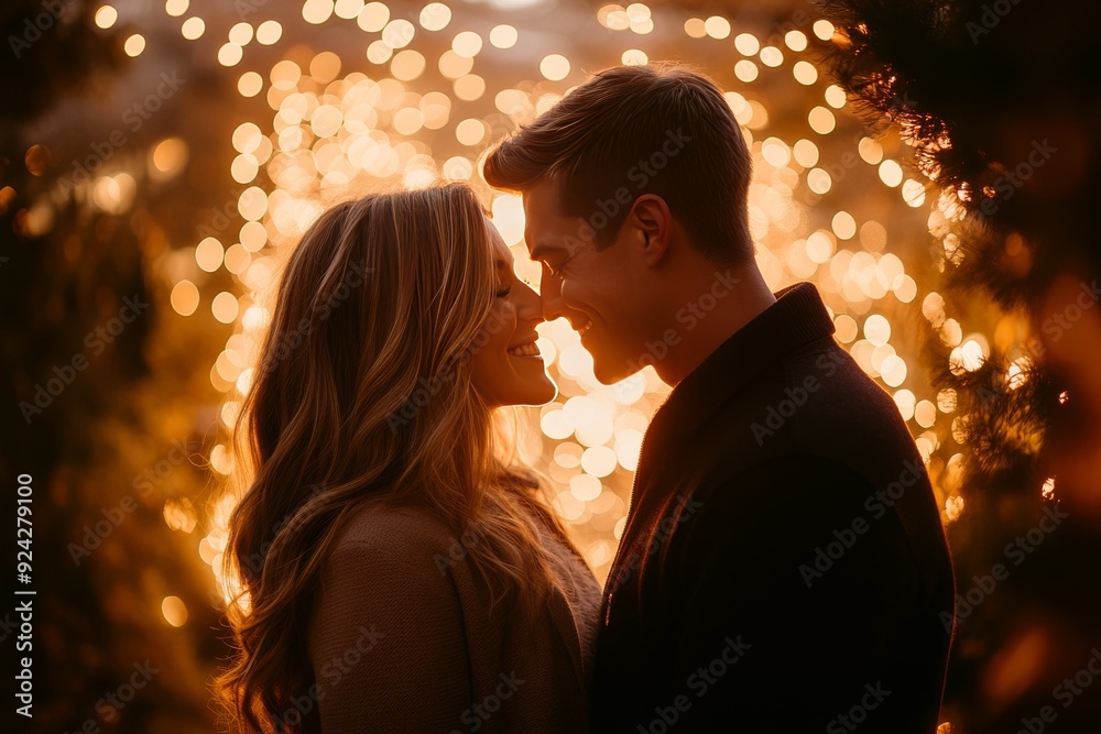 Romantic couple exchanging loving glances under soft lights creating a warm and intimate atmosphere Romantic couple exchanging loving glances under soft lights creating a warm and intimate atmosphere