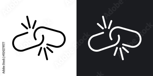 Broken link vector icon set in black and white color. photo