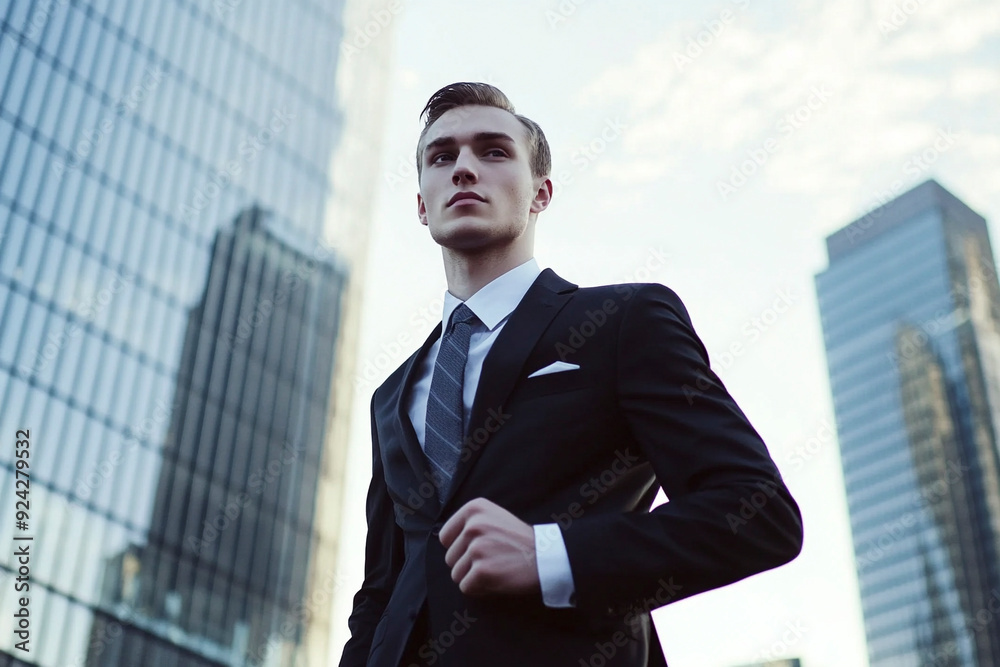 Well-groomed business young man in full height Well-groomed business young man in full height