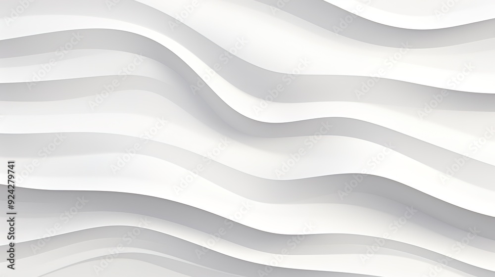 Abstract white wavy background with 3D effect.