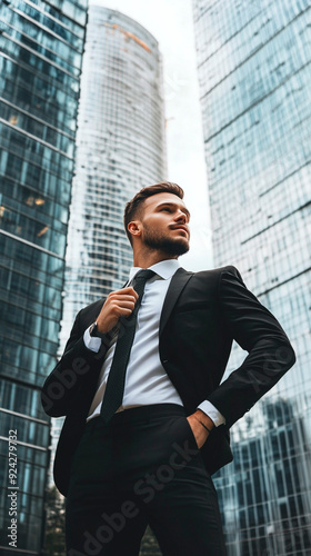 Well-groomed business young man in full height