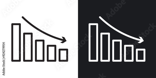 Decrease vector icon set in black and white color.