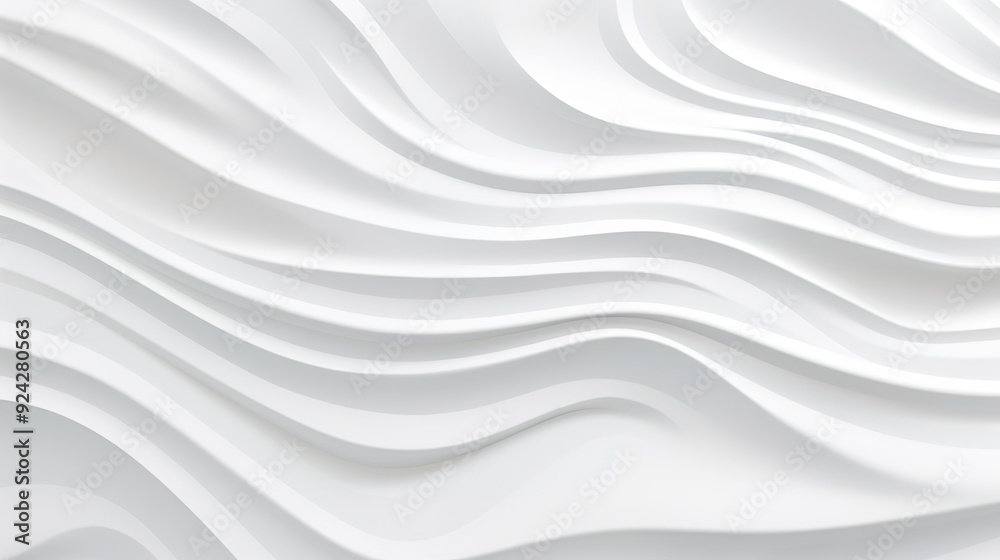 Fototapeta premium Abstract white wavy background with 3D effect.