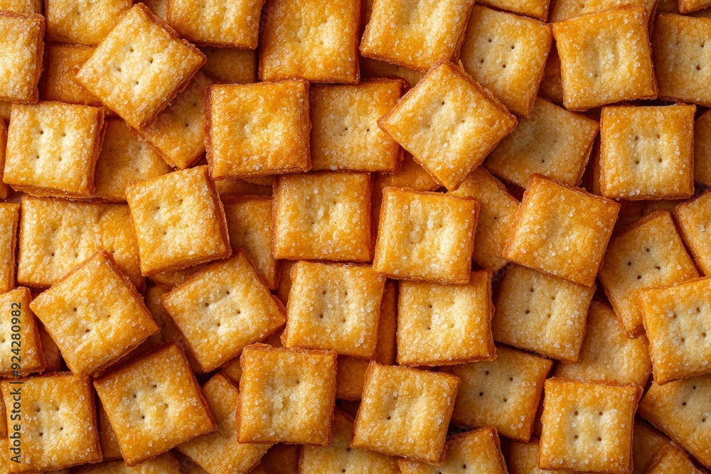 A lot of small cookies are square shaped. A pattern of a yellow salt cracker. Background image with salted pastry with generative ai A lot of small cookies are square shaped. A pattern of a yellow salt cracker. Background image with salted pastry with generative ai