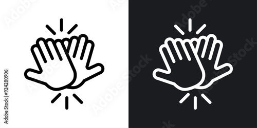 High Five vector icon set in black and white color.